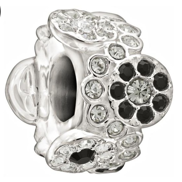 Chamilia Daisy Bouquet Black & White Swarovski Crystal Charm - Picture 3 of 6